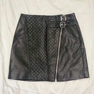 Faux Leather Moto Skirt